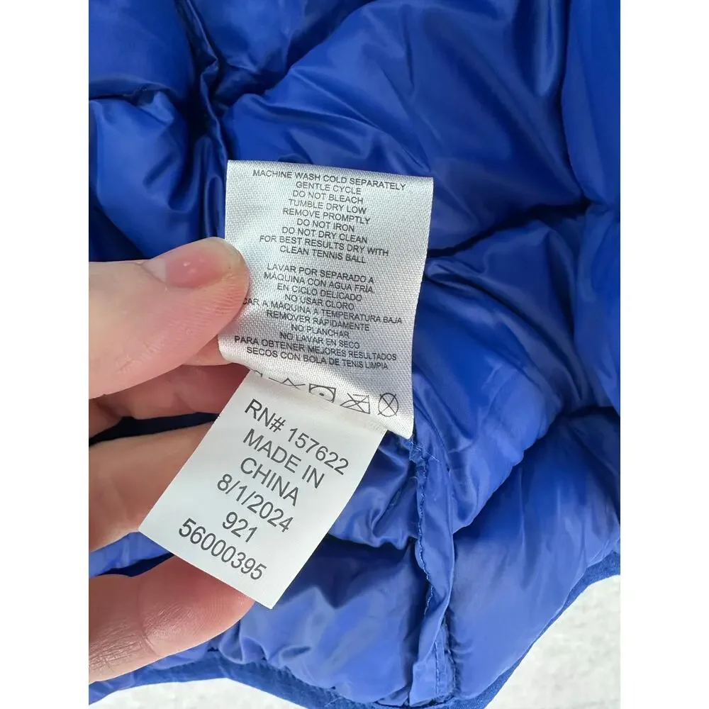 Eddie Bauer Youth XL Down Puffer Blue Zip Winter Coat Outdoors Hiking Comfort